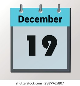 day on the calendar, vector image format, December 19