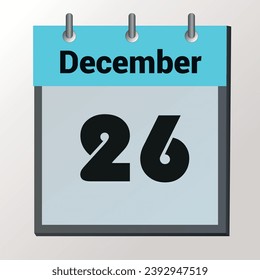 day on the calendar, vector image format, December 26