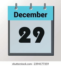 day on the calendar, vector image format, December 29