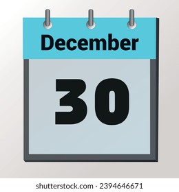 día del calendario, formato de imagen vectorial, 30 de diciembre