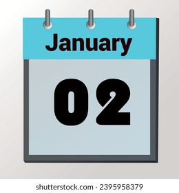 day on the calendar, vector image format, January 02