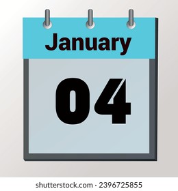 Tag auf dem Kalender, Vektorbild-Format, 04. Januar