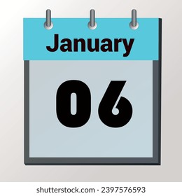 día del calendario, formato de imagen vectorial, enero de 2006