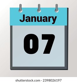 day on the calendar, vector image format, January 07