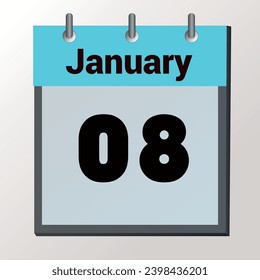 day on the calendar, vector image format, January 08