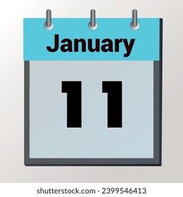 day on the calendar, vector image format, January 11