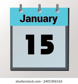 día en el calendario, formato de imagen vectorial, 15 de enero