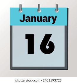 day on the calendar, vector image format, January 16