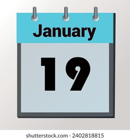 day on the calendar, vector image format, January 19