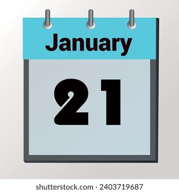 día en el calendario, formato de imagen vectorial, 21 de enero