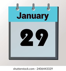 day on the calendar, vector image format, January 29