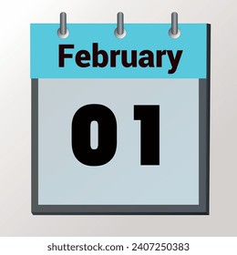 day on the calendar, vector image format, February 01