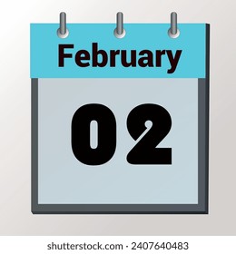 day on the calendar, vector image format, February 02