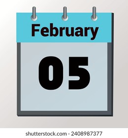 day on the calendar, vector image format, February 05