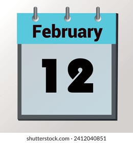 day on the calendar, vector image format, February 12