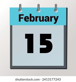 día en el calendario, formato de imagen vectorial, 15 de febrero