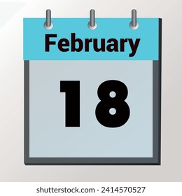 day on the calendar, vector image format, February 18