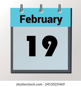 day on the calendar, vector image format, February 19