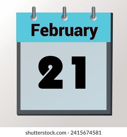 day on the calendar, vector image format, February 21
