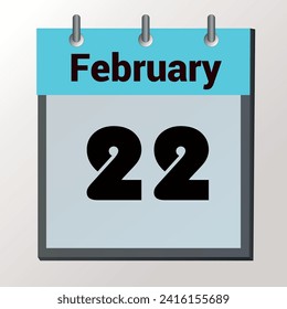 day on the calendar, vector image format, February 22
