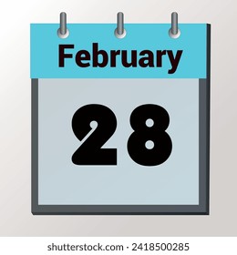 Tag auf dem Kalender, Vektorformat, 28. Februar