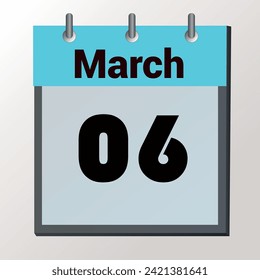 day on the calendar, vector image format, March 06
