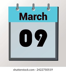 day on the calendar, vector image format, March 09