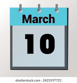day on the calendar, vector image format, March 10