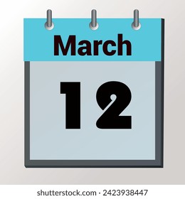 día en el calendario, formato de imagen vectorial, 12 de marzo