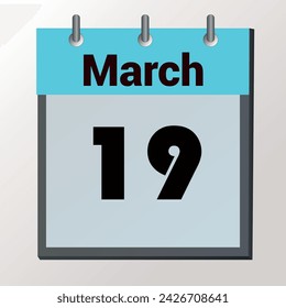 day on the calendar, vector image format, March 19
