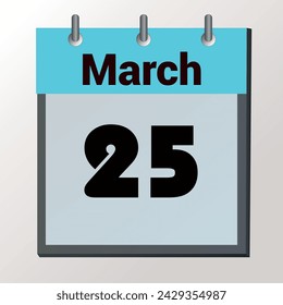 día en el calendario, formato de imagen vectorial, 25 de marzo