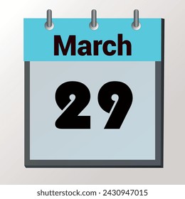 day on the calendar, vector image format, March 29