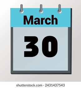 day on the calendar, vector image format, March 30