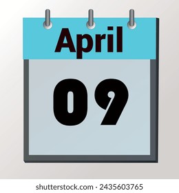 day on the calendar, vector image format, April 09
