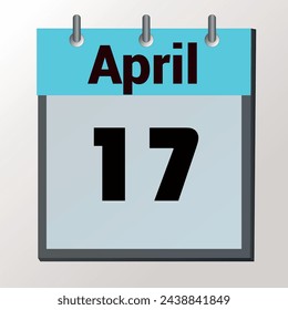 day on the calendar, vector image format, April 17