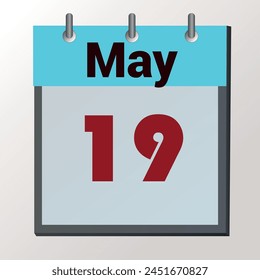 día en el calendario, formato de Imagen de Vector, 19 de mayo