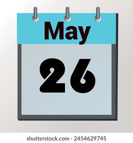 día en el calendario, formato de Imagen de Vector, 26 de mayo