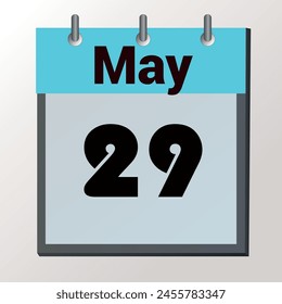 day on the calendar, vector image format, May 29