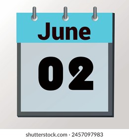 day on the calendar, vector image format, June 02