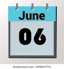 day on the calendar, vector image format, June 06