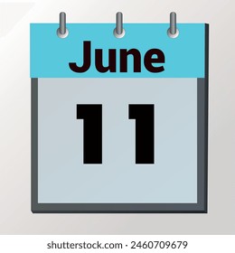 day on the calendar, vector image format, June 11