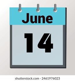 day on the calendar, vector image format, June 14