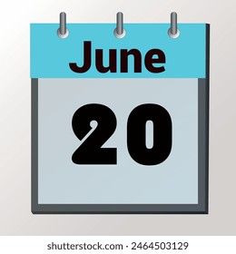 day on the calendar, vector image format, June 20