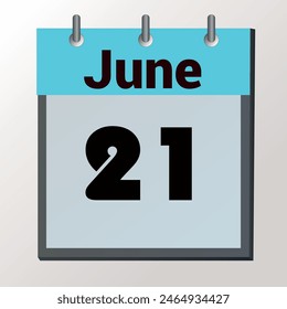 day on the calendar, vector image format, June 21