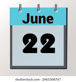 day on the calendar, vector image format, June 22