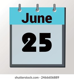 day on the calendar, vector image format, June 25
