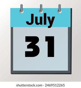 day on the calendar, vector image format, July 31