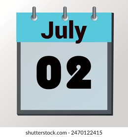 day on the calendar, vector image format, July 02