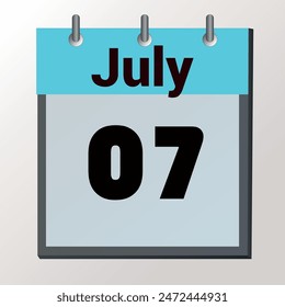 day on the calendar, vector image format, July 7