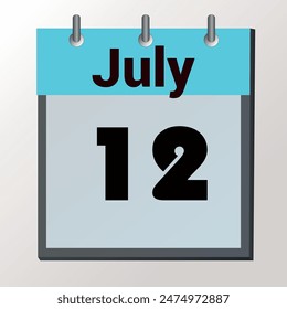 day on the calendar, vector image format, July 12